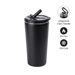 MARBELLA - Hans Larsen Double Wall Tumbler with Sip Lid 600 ml - Black