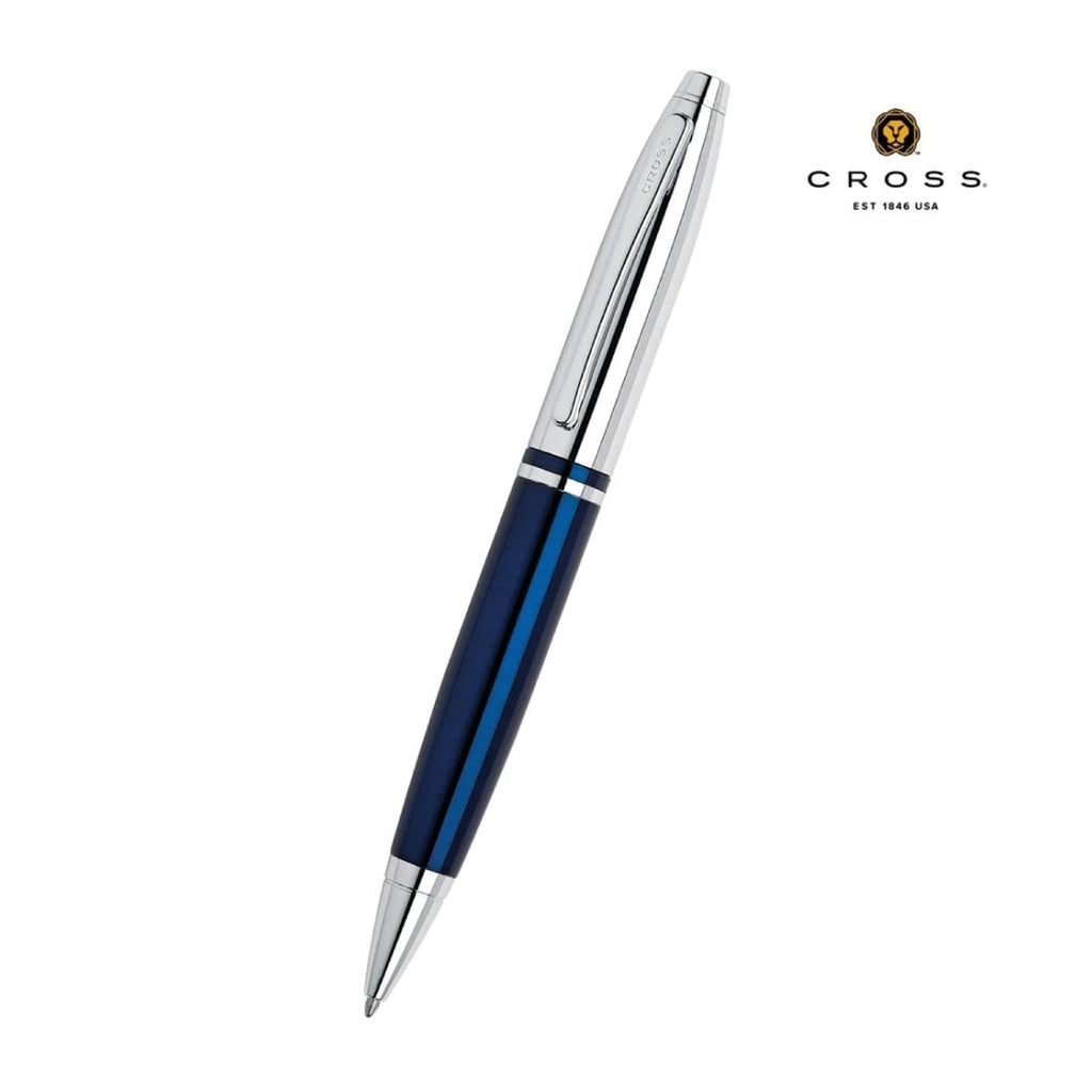 Custom Printed Cross Calais™ Chrome/Blue Lacquer with Polished Chrome Appointments Ballpoint Pen (Blue Ink) – Personalized Cross Calais™ Chrome/Blue Lacquer with Polished Chrome Appointments Ballpoint Pen (Blue Ink) | Yalla Printing, Dubai UAE