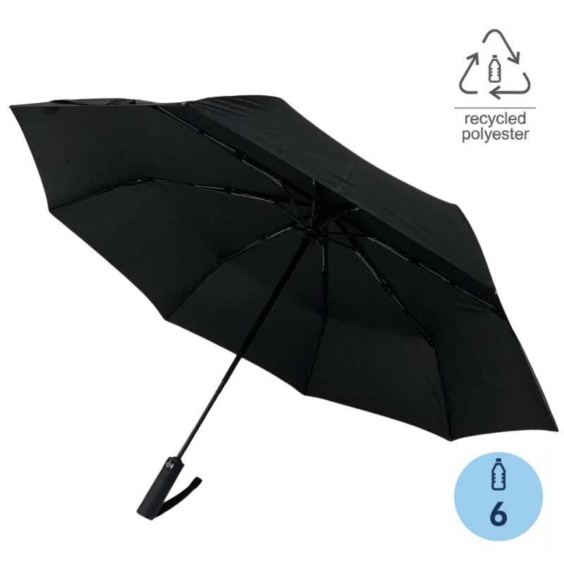 Custom Printed URBINO - Santhome RPET Auto-Open 23" Umbrella with SPF50 UV Protection - Black – Personalized URBINO - Santhome RPET Auto-Open 23" Umbrella with SPF50 UV Protection - Black | Yalla Printing, Dubai UAE