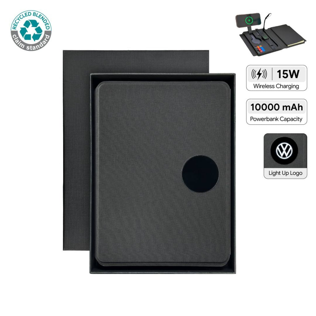 SOLAIS - Santhome Recycled 10000 mAh Power Bank and 15W Magsafe Smart A5 Organizer  - Black