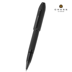Custom Printed Peerless™ Polished Black PVD Engraved Diamond Pattern with Black PVD Appointments and Swarovski Crystal Rollerball Pen (Blue Ink) | Logo Branding Corporate Gift | UAE Delivery | Yalla Printing UAE
