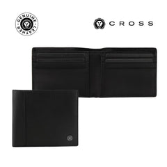 Custom Printed CROSS Pebble Leather 8CC Classic Fold Wallet - Black