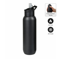 TOLEDO - Hans Larsen Double Wall Bottle with Straw  600 ml - Black