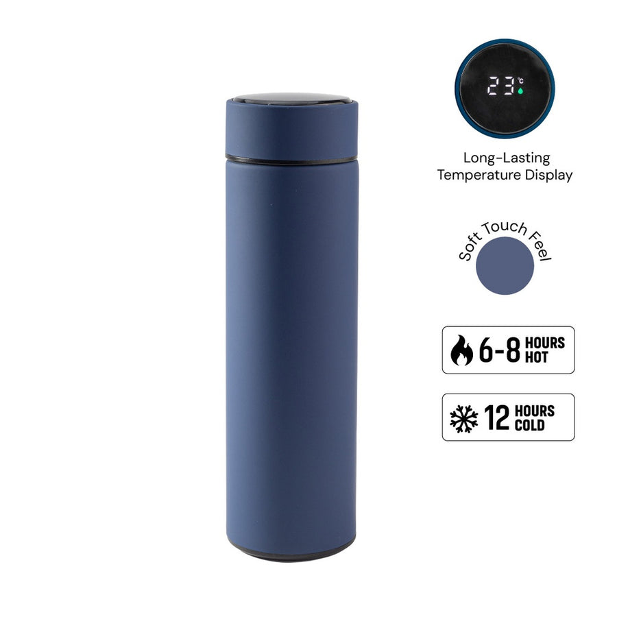 Custom Printed WAHA - Giftology Thermal Flask with LED Temperature Display 500ml - Navy Blue