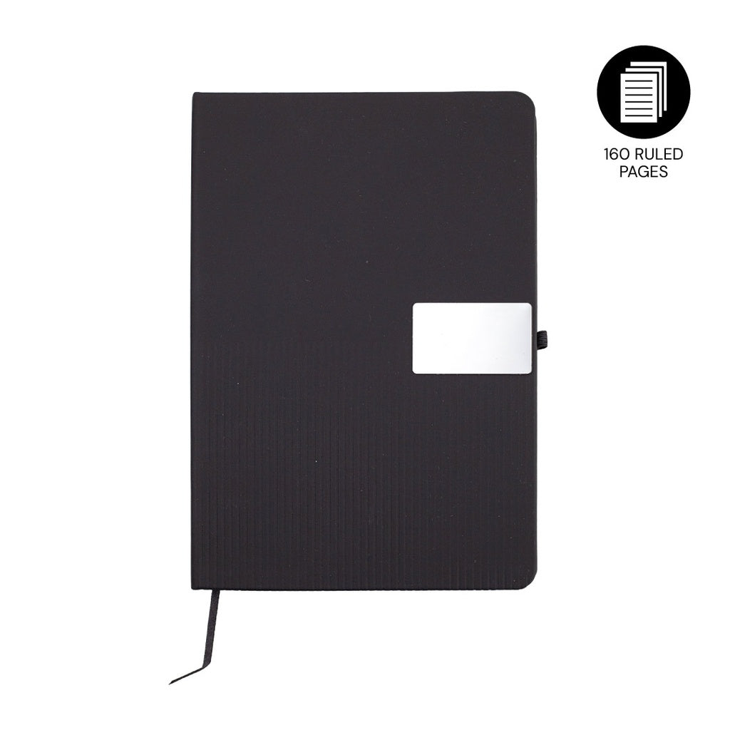 RIPPLE - Giftology A5 Hard Cover Notebook with Metal Plate - Black