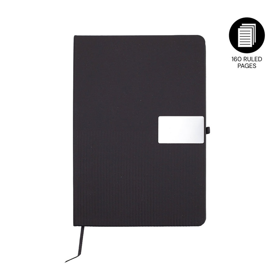 RIPPLE - Giftology A5 Hard Cover Notebook with Metal Plate - Black