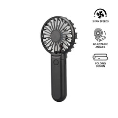 ROTO - Rechargeable Handheld Fan with Foldable Desk Stand - Black