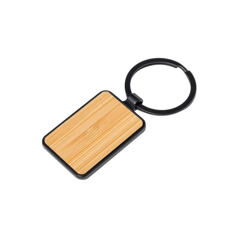 Custom Printed RUBI - Rectangle Bamboo Metal Keychain