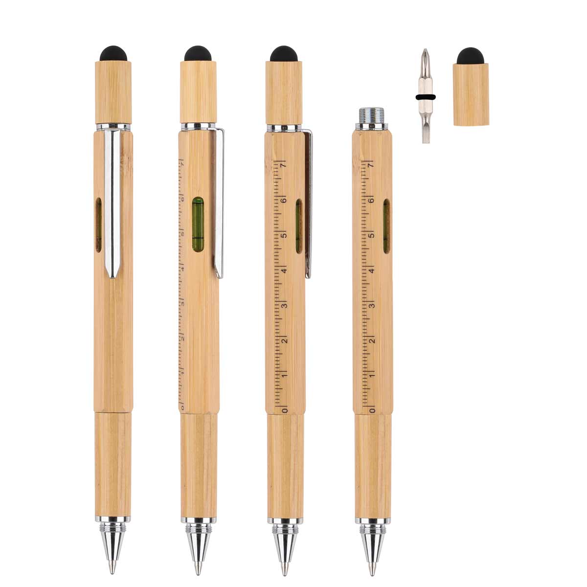 Custom Printed Wiltz - 5 In 1 Multi Function Tooling Pen - Bamboo | Logo Branding Corporate Gift | UAE Delivery | Yalla Printing UAE