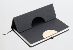 Custom Printed Stade - A5 Hard Cover Notebook With Folding Phone Stand - Bamboo | Exhibitions, Conferences, Corporate Events | Yalla Printing UAE