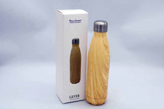Custom Printed Geyer - Hans Larsen Stainless Steel Water Bottle With Wood Print - Stainless Steel | Exhibitions, Conferences, Corporate Events | Yalla Printing UAE