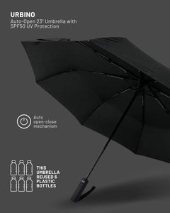 Custom Printed Urbino - Santhome RPET Auto - Open 23" Umbrella With Spf50 UV Protection - Eco - Friendly RPET | Logo Branding Corporate Gift | UAE Delivery | Yalla Printing UAE