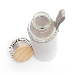 Custom Printed Floha - Hans Larsen Borosilicate Glass Bottle With Neo Sleeve - Bamboo | Exhibitions, Conferences, Corporate Events | Yalla Printing UAE