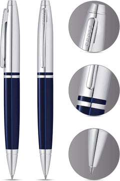 Custom Printed Cross Calais™ Chrome/Blue Lacquer With Polished Chrome Appointments Ballpoint Pen | Logo Branding Corporate Gift | UAE Delivery | Yalla Printing UAE