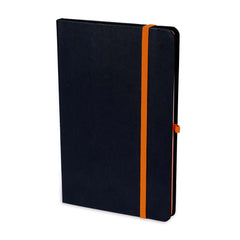 Custom Printed Sukh - Santhome A5 Hardcover Ruled Notebook Black - Orange | Exhibitions, Conferences, Corporate Events | Yalla Printing UAE