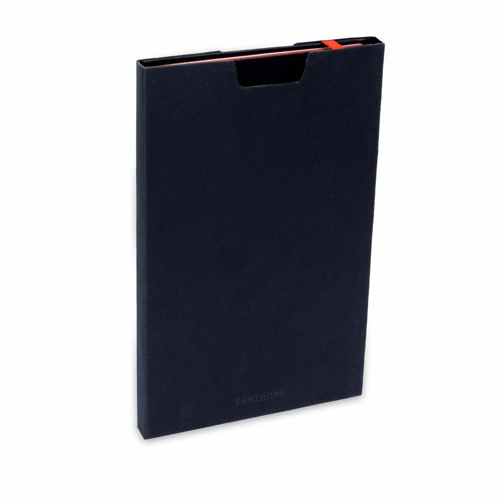 Custom Printed Sukh - Santhome A5 Hardcover Ruled Notebook Black - Red | Exhibitions, Conferences, Corporate Events | Yalla Printing UAE