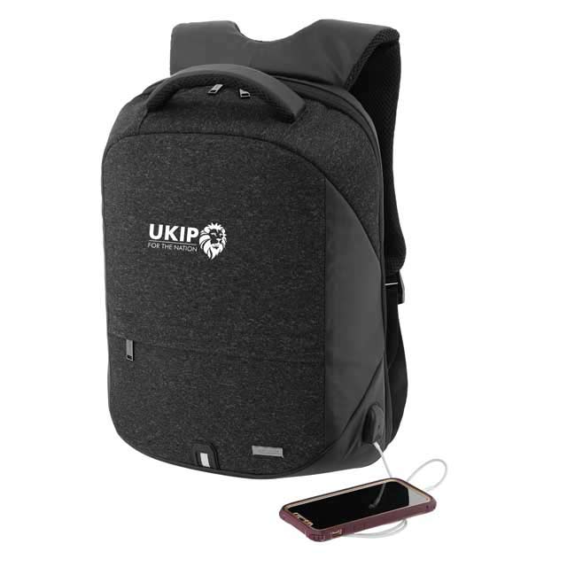 Custom Printed Rosario - Santhome Laptop Backpack With USB Port | Exhibitions, Conferences, Corporate Events | Yalla Printing UAE