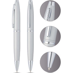 Cross Calais™ Satin Chrome with Polished Chrome Appointments Ballpoint Pen (Blue Ink)