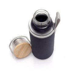Custom Printed Floha - Hans Larsen Borosilicate Glass Bottle With Neo Sleeve - Bamboo | Exhibitions, Conferences, Corporate Events | Yalla Printing UAE