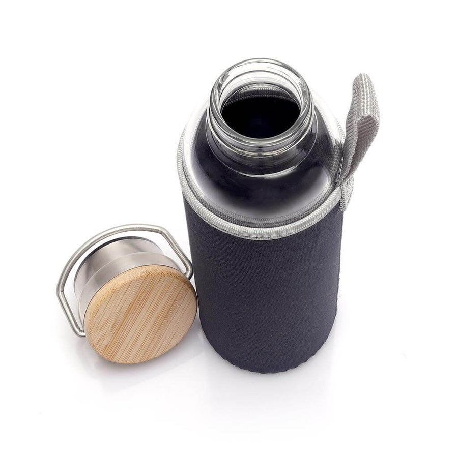 Custom Printed Floha - Hans Larsen Borosilicate Glass Bottle With Neo Sleeve - Bamboo | Exhibitions, Conferences, Corporate Events | Yalla Printing UAE
