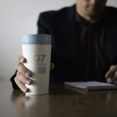 Mugs – Circular Cup 12oz Cream & Faraway Blue | Custom Packaging Printing | Free Design Support | Yalla Printing UAE