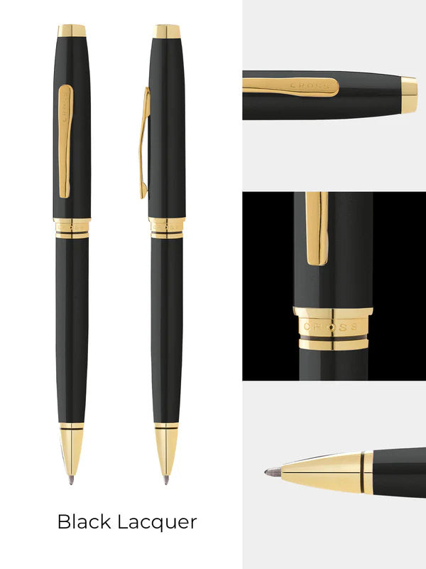 Custom Printed Coventry Classic Black Lacquer With Gold Tone Appointments Ballpoint Pen (Blue Ink) | Logo Branding Corporate Gift | UAE Delivery | Yalla Printing UAE