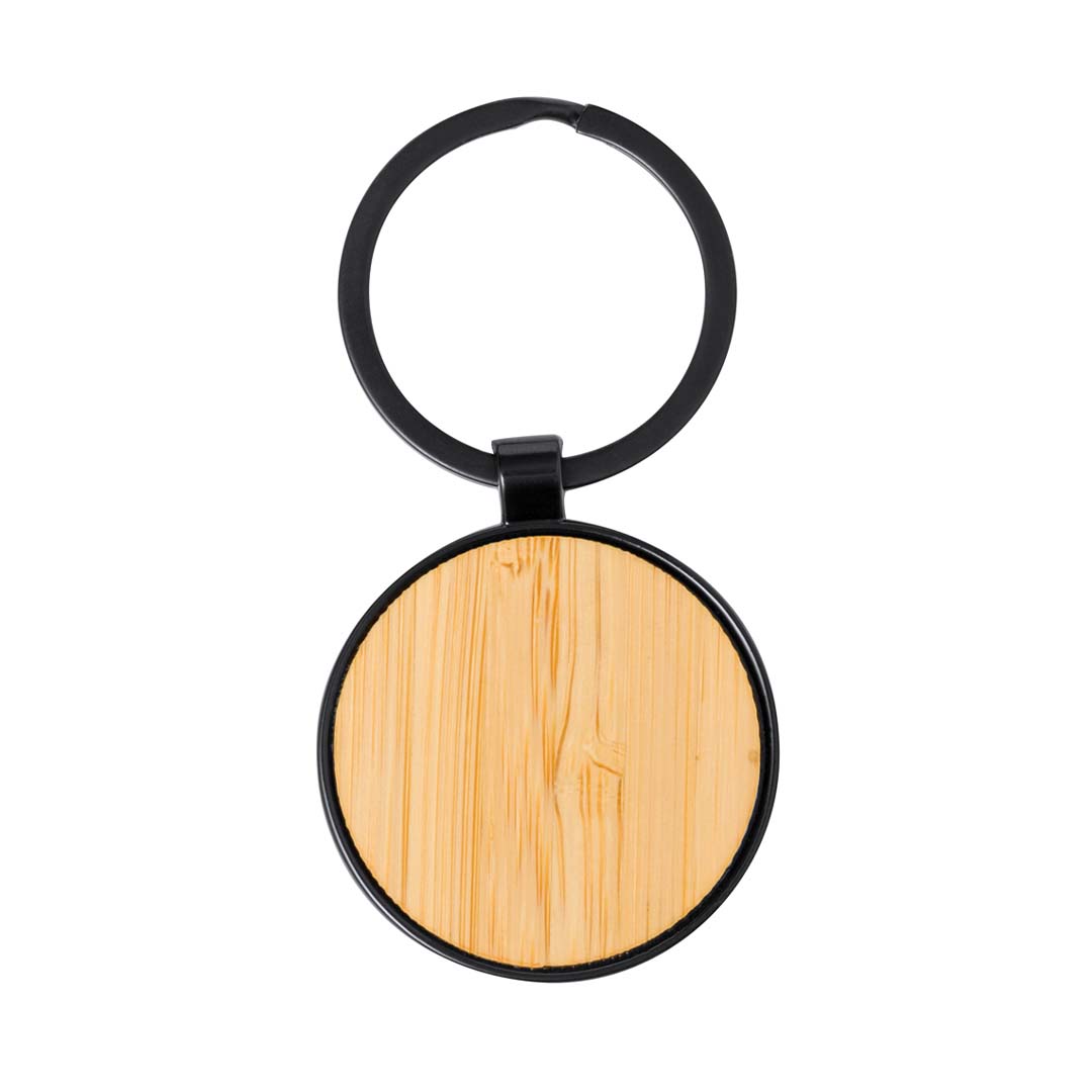 Custom Printed Jaca - Round Bamboo Metal Keychain - Stainless Steel | Exhibitions, Conferences, Corporate Events | Yalla Printing UAE