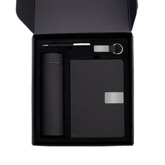 ORION SET - Giftology Set of Temperature Flask, Notebook, Pen and Keychain - Black