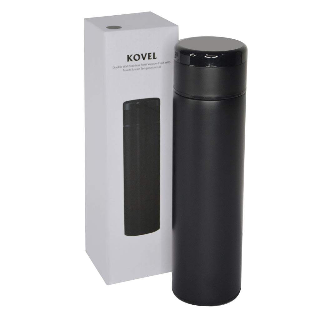 Custom Printed Kovel - Giftology Double Walled Insulated Flask With Temperature Lid - Stainless Steel | Exhibitions, Conferences, Corporate Events | Yalla Printing UAE