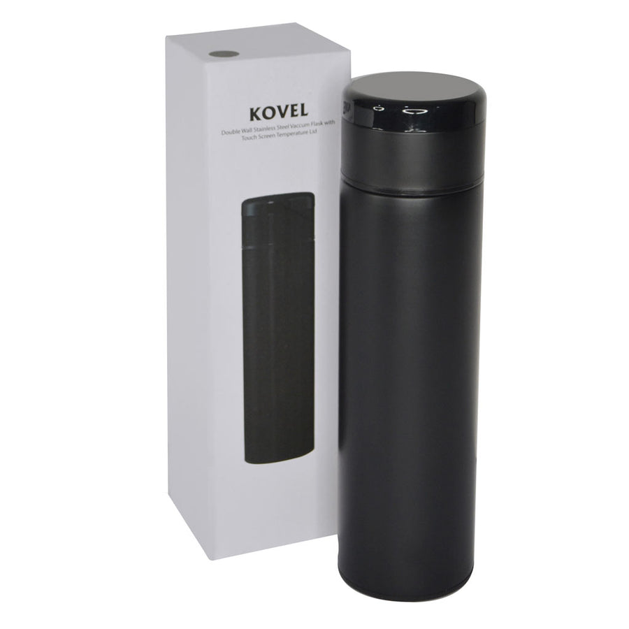 Custom Printed Kovel - Giftology Double Walled Insulated Flask With Temperature Lid - Stainless Steel | Exhibitions, Conferences, Corporate Events | Yalla Printing UAE