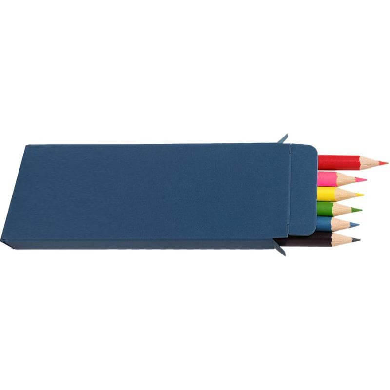 Custom Printed Orbe - Giftology Set Of 6Pcs Color Pencils In Denim Paper Box - Portable Structure | Custom Packaging Printing | Free Design Support | Yalla Printing UAE