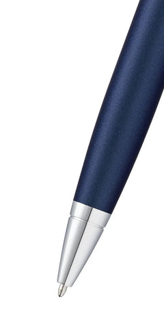 Custom Printed Cross Calais™ Matte Metallic Blue With Polished Chrome Appointments Ballpoint Pen - Stainless Steel | Logo Branding Corporate Gift | UAE Delivery | Yalla Printing UAE