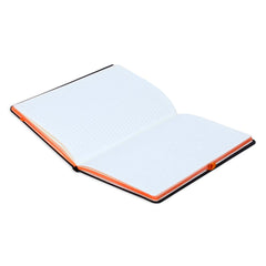 Custom Printed Sukh - Santhome A5 Hardcover Ruled Notebook Black - Orange | Exhibitions, Conferences, Corporate Events | Yalla Printing UAE