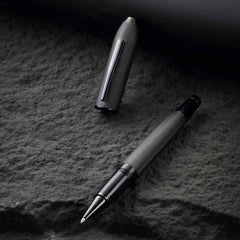 Custom Printed Peerless™ Polished Black PVD Engraved Diamond Pattern with Black PVD Appointments and Swarovski Crystal Rollerball Pen (Blue Ink) | Logo Branding Corporate Gift | UAE Delivery | Yalla Printing UAE