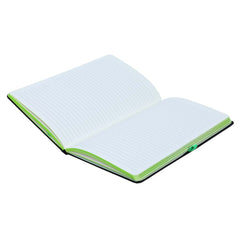 Custom Printed Sukh - Santhome A5 Hardcover Ruled Notebook Black - Green | Exhibitions, Conferences, Corporate Events | Yalla Printing UAE