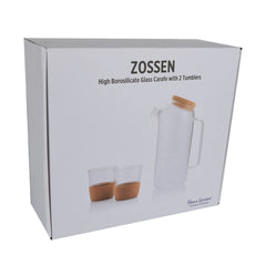 ZOSSEN – Hans Larsen Set of Glass Carafe with 2 Tumblers | Custom Packaging Printing | Free Design Support | Yalla Printing UAE