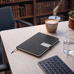 RIPPLE - Giftology A5 Hard Cover Notebook with Metal Plate - Black