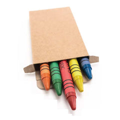 Custom Printed Set Of 6 Crayons In Natural Cardboard Box. - Cardboard / Corrugated Board | Exhibitions, Conferences, Corporate Events | Yalla Printing UAE