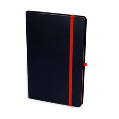 Custom Printed Sukh - Santhome A5 Hardcover Ruled Notebook Black - Red | Exhibitions, Conferences, Corporate Events | Yalla Printing UAE