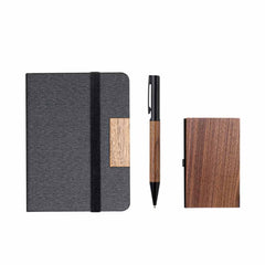 TULUM - SANTHOME Gift set with Notebook, Pen and Card Holder with Walnut Accents