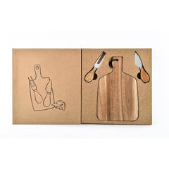 Custom Printed Cucina - Eco - Neutral® Wooden Serving Board With 2 Knives | Exhibitions, Conferences, Corporate Events | Yalla Printing UAE