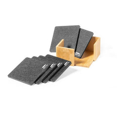 Custom Printed Laax - Eco - Neutral RPET Set Of 6 Felt Coasters With Bamboo Stand - Friendly RPET | Exhibitions, Conferences, Corporate Events | Yalla Printing UAE