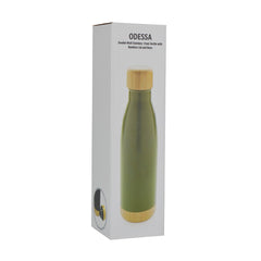 Custom Printed Odessa - Giftology Double Wall Stainless Bottle With Bamboo Lid And Base - Stainless Steel | Exhibitions, Conferences, Corporate Events | Yalla Printing UAE