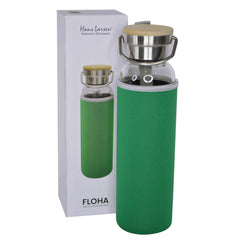 Custom Printed Floha - Hans Larsen Borosilicate Glass Bottle With Neo Sleeve - Bamboo | Exhibitions, Conferences, Corporate Events | Yalla Printing UAE