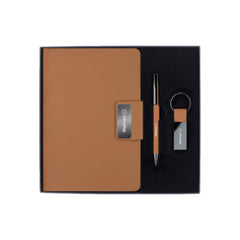 REGENT - Giftology Set of Notebook, Keychain and Pen - Tan