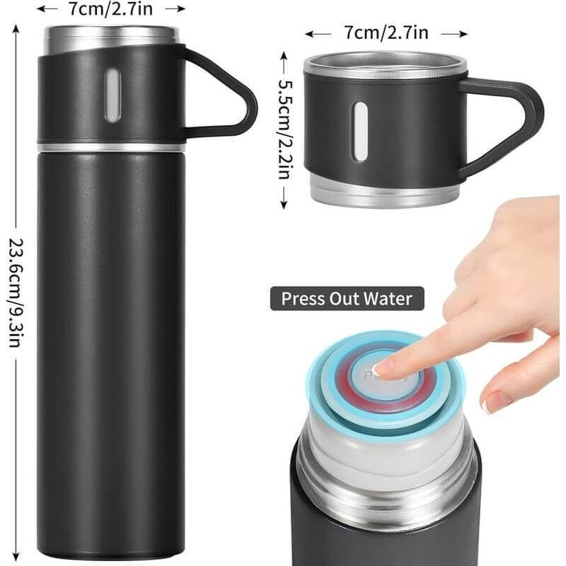 Custom Printed Saffle - Giftology Family Set Of Vacuum Flask & Two Cups | Exhibitions, Conferences, Corporate Events | Yalla Printing UAE