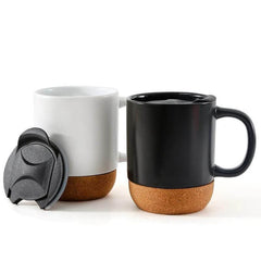 Custom Printed Lucca - Giftology Ceramic Mug With Cork And Lid - Ceramic | Exhibitions, Conferences, Corporate Events | Yalla Printing UAE