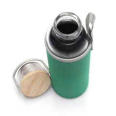Custom Printed Floha - Hans Larsen Borosilicate Glass Bottle With Neo Sleeve - Bamboo | Exhibitions, Conferences, Corporate Events | Yalla Printing UAE