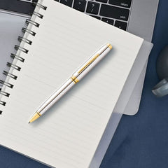 Custom Printed Cross Coventry Polished Chrome With Gold Tone Appointments Ballpoint Pen (Blue Ink) | Logo Branding Corporate Gift | UAE Delivery | Yalla Printing UAE