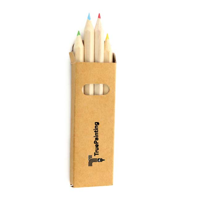 Custom Printed Set Of 4 Wooden Pencils With Hexagonal Body - Cardboard / Corrugated Board | Custom Packaging Printing | Free Design Support | Yalla Printing UAE